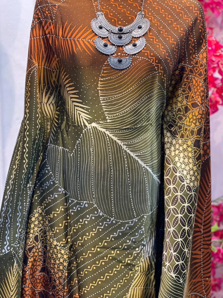 Close-up of the palm leaves and fine dots of fabric MD 1